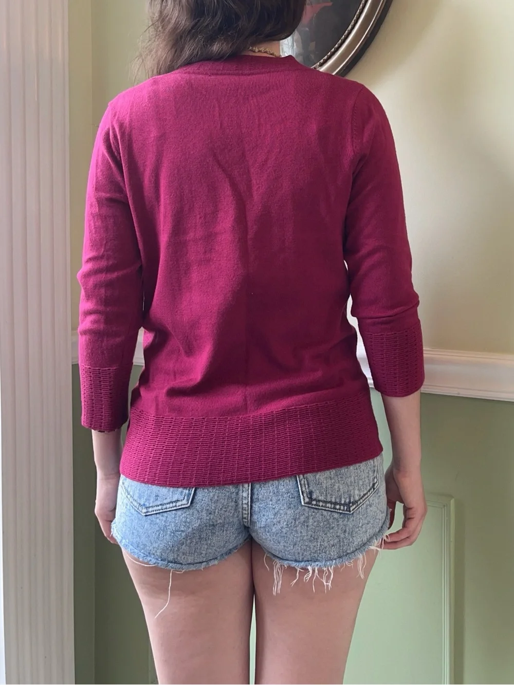 Y2K maroon red boatneck 3/4 sleeve sweater